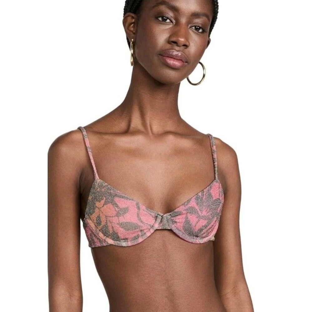 BEACH RIOT Camilla Underwired Bikini Top Small Hibiscus Shine Swim NWT